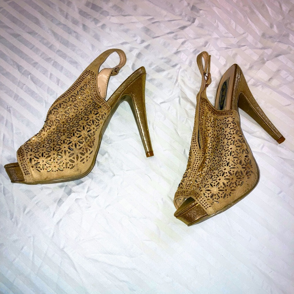 Italina gold heels with rhinestones